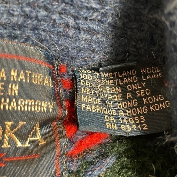 Muskoka Lakes Vintage Shetland Wool Shawl Collar Southwest Sweater /Size Medium - Picture 6 of 12